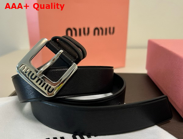 Miu Miu Nappa Leather Belt in Black 5CC545 Replica