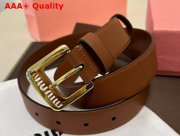 Miu Miu Nappa Leather Belt in Oak 5CC545 Replica