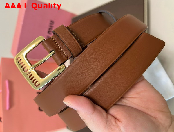 Miu Miu Nappa Leather Belt in Oak 5CC545 Replica