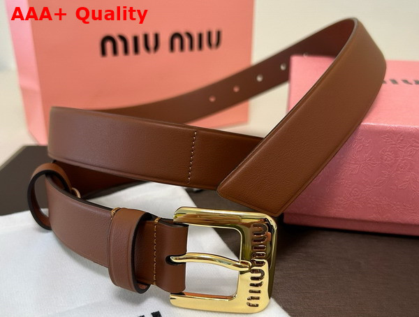 Miu Miu Nappa Leather Belt in Oak 5CC545 Replica