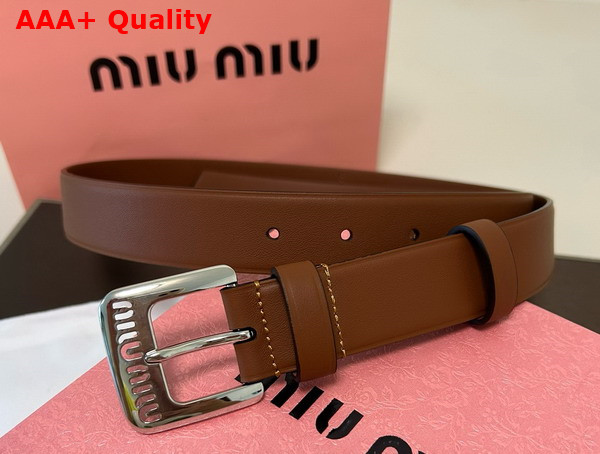 Miu Miu Nappa Leather Belt in Oak 5CC545 Replica