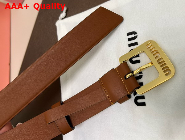 Miu Miu Nappa Leather Belt in Oak 5CC545 Replica