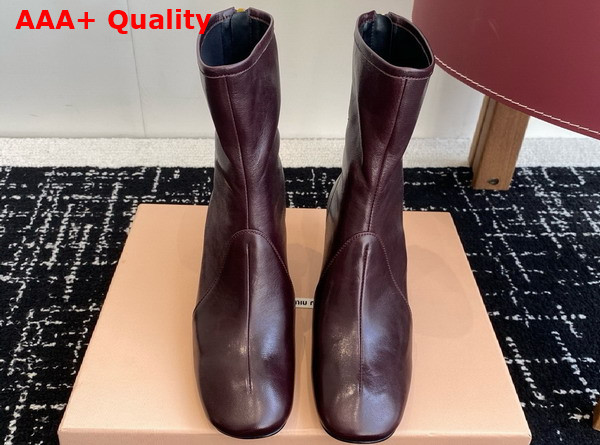 Miu Miu Nappa Leather Booties in Bordeaux 5T557E Replica