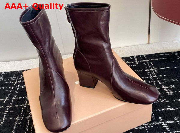 Miu Miu Nappa Leather Booties in Bordeaux 5T557E Replica