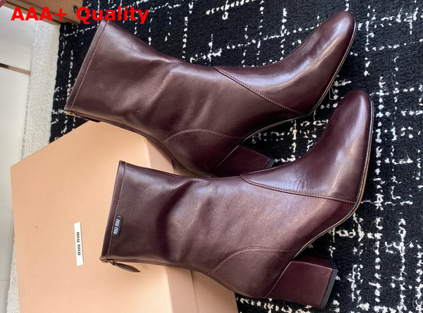 Miu Miu Nappa Leather Booties in Bordeaux 5T557E Replica