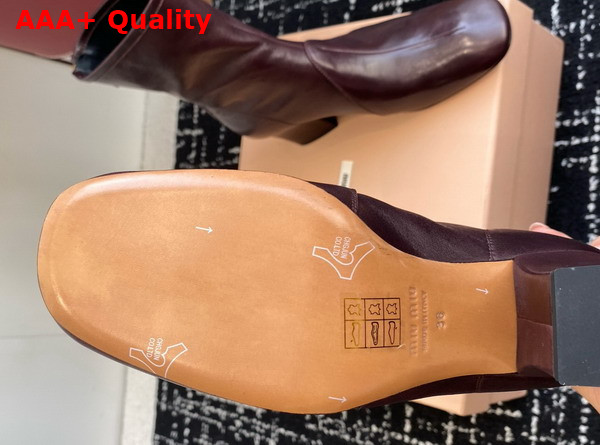 Miu Miu Nappa Leather Booties in Bordeaux 5T557E Replica
