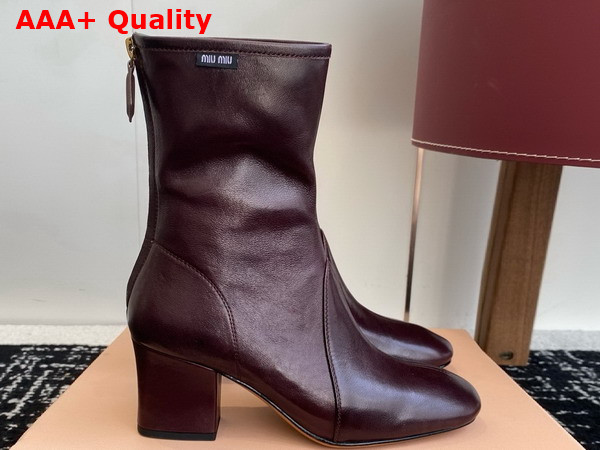 Miu Miu Nappa Leather Booties in Bordeaux 5T557E Replica