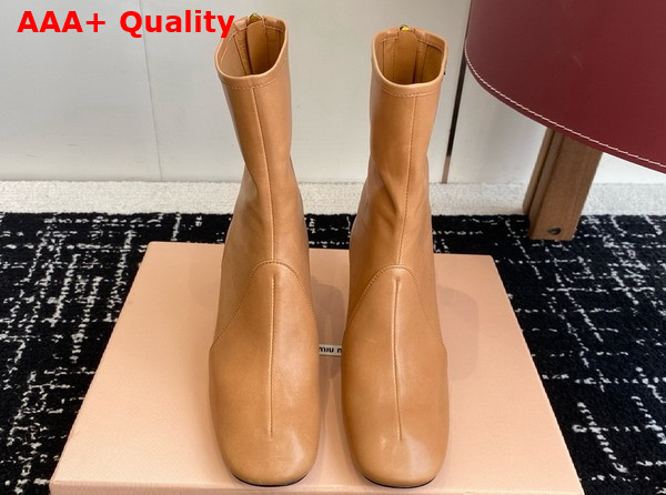 Miu Miu Nappa Leather Booties in Caramel 5T557E Replica