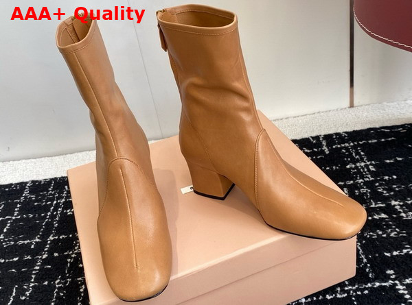 Miu Miu Nappa Leather Booties in Caramel 5T557E Replica