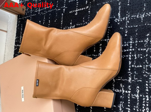 Miu Miu Nappa Leather Booties in Caramel 5T557E Replica