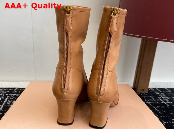 Miu Miu Nappa Leather Booties in Caramel 5T557E Replica