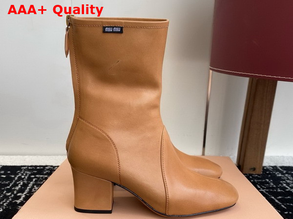 Miu Miu Nappa Leather Booties in Caramel 5T557E Replica