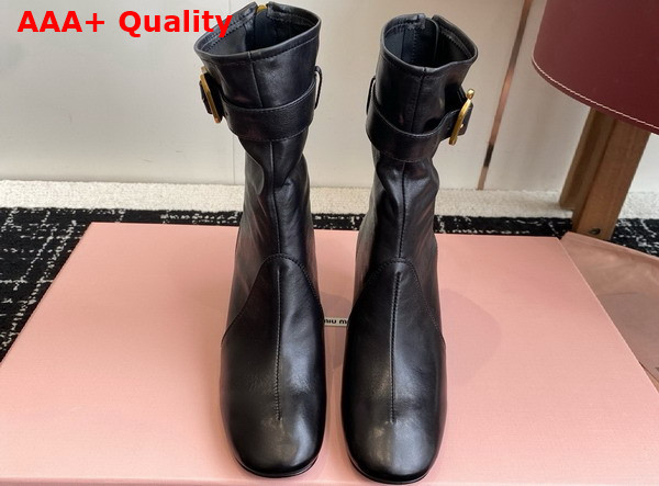 Miu Miu Nappa Leather Booties with Buckle in Black Replica