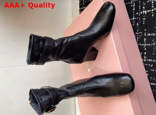 Miu Miu Nappa Leather Booties with Buckle in Black Replica