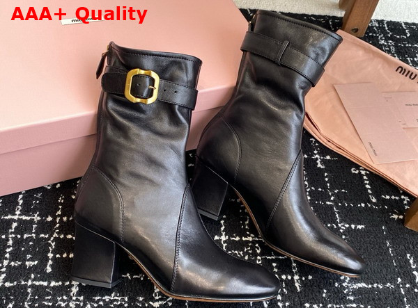 Miu Miu Nappa Leather Booties with Buckle in Black Replica
