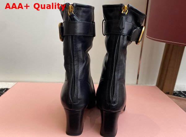 Miu Miu Nappa Leather Booties with Buckle in Black Replica