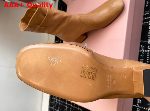 Miu Miu Nappa Leather Booties with Buckle in Caramel Replica