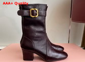 Miu Miu Nappa Leather Booties with Buckle in Dark Brown Replica