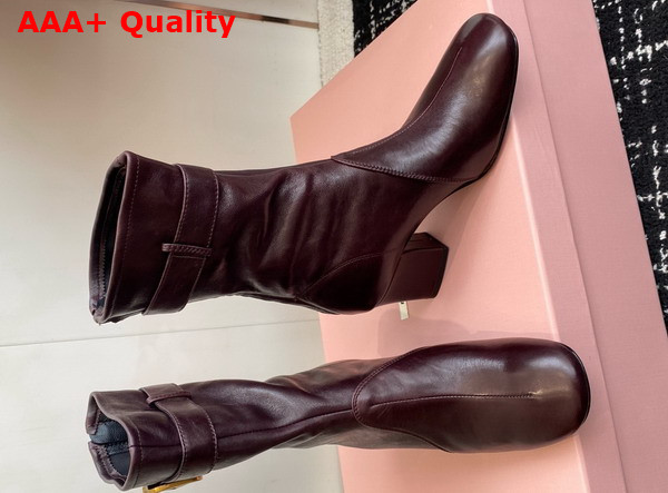 Miu Miu Nappa Leather Booties with Buckle in Dark Brown Replica
