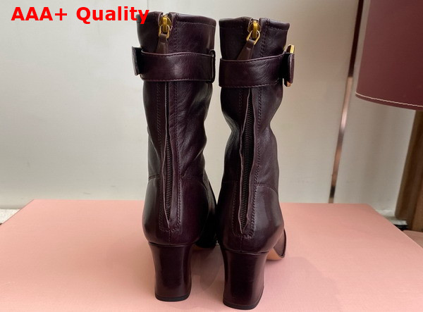Miu Miu Nappa Leather Booties with Buckle in Dark Brown Replica