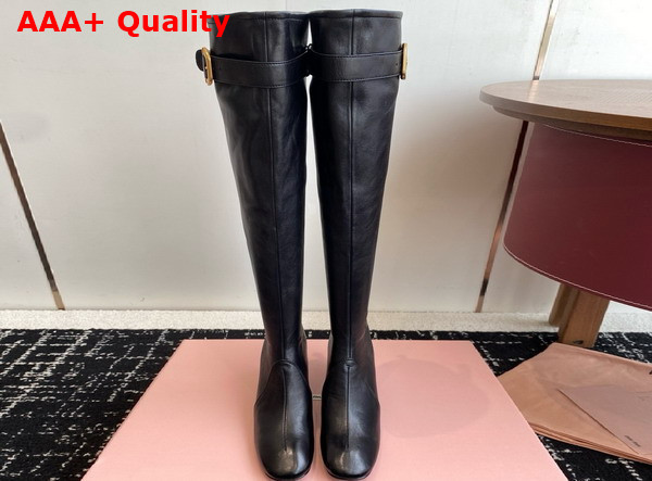 Miu Miu Nappa Leather Boots with Buckle in Black 5W548E Replica
