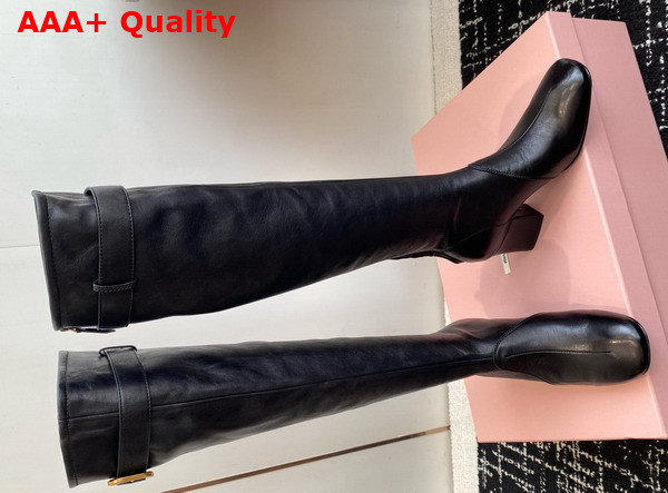 Miu Miu Nappa Leather Boots with Buckle in Black 5W548E Replica