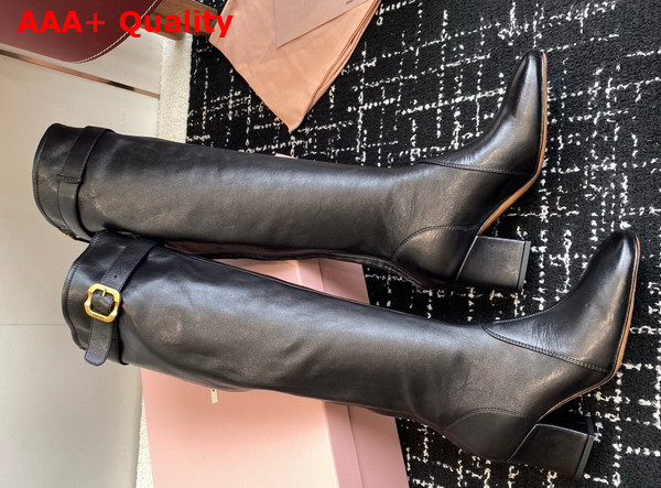 Miu Miu Nappa Leather Boots with Buckle in Black 5W548E Replica