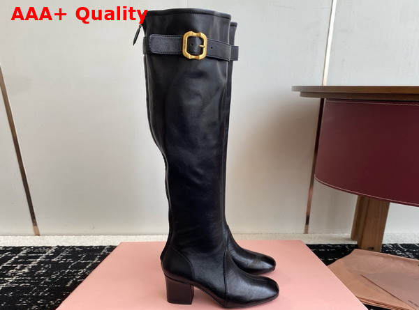 Miu Miu Nappa Leather Boots with Buckle in Black 5W548E Replica