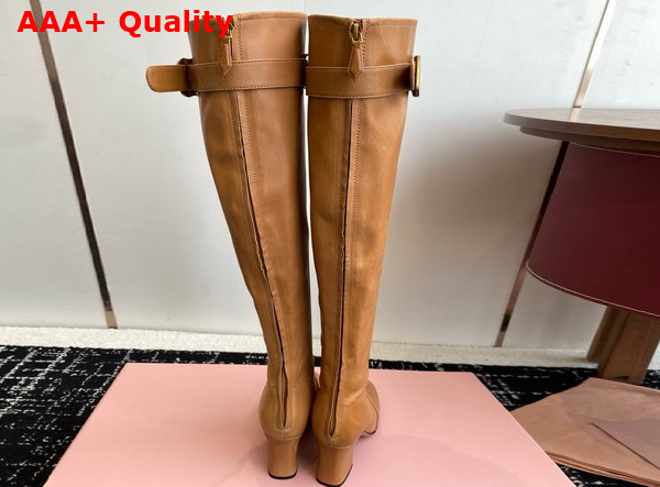 Miu Miu Nappa Leather Boots with Buckle in Caramel 5W548E Replica