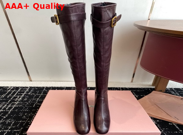 Miu Miu Nappa Leather Boots with Buckle in Dark Brown 5W548E Replica
