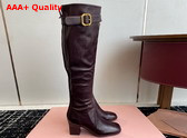 Miu Miu Nappa Leather Boots with Buckle in Dark Brown 5W548E Replica