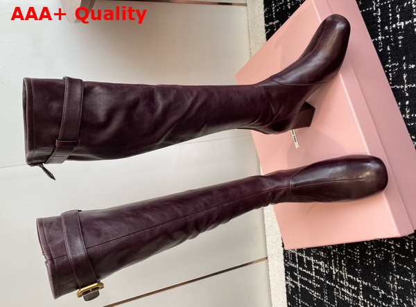 Miu Miu Nappa Leather Boots with Buckle in Dark Brown 5W548E Replica