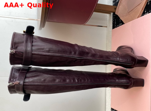 Miu Miu Nappa Leather Boots with Buckle in Dark Brown 5W548E Replica