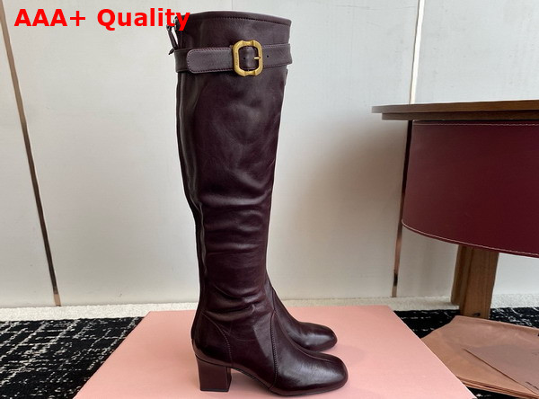 Miu Miu Nappa Leather Boots with Buckle in Dark Brown 5W548E Replica