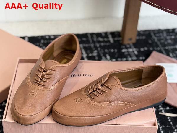 Miu Miu Nappa Leather Laced Shoes in Oak 5E637E Replica