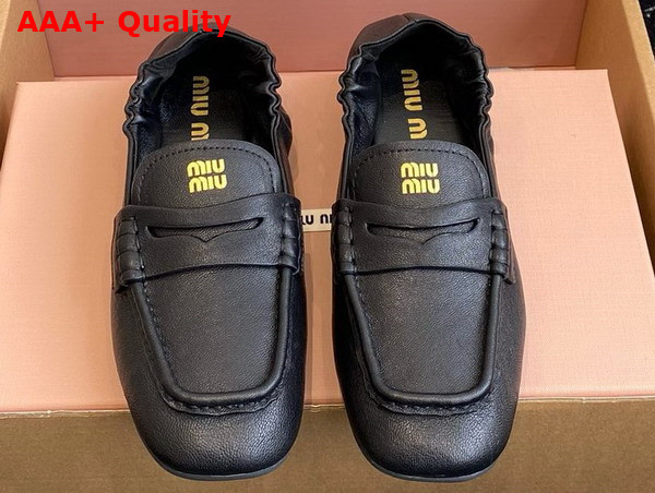 Miu Miu Nappa Leather Loafers in Black 5D341E Replica