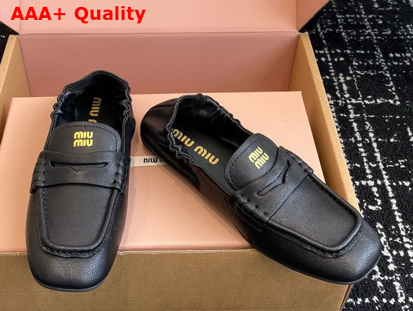 Miu Miu Nappa Leather Loafers in Black 5D341E Replica