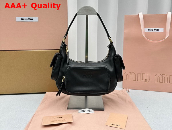 Miu Miu Nappa Leather Pocket Bag in Black Replica