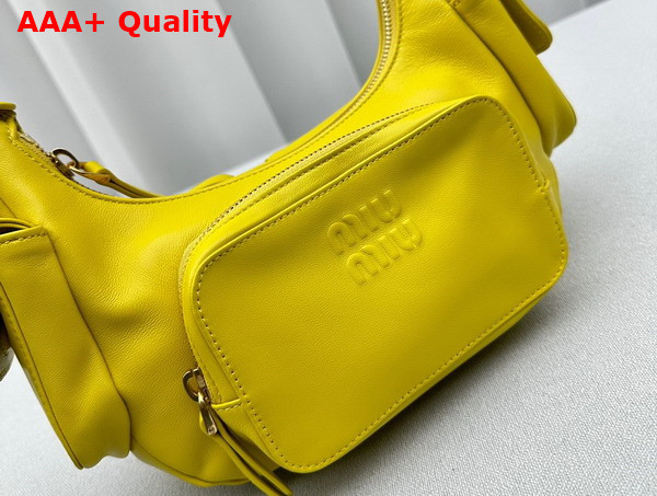 Miu Miu Nappa Leather Pocket Bag in Citron Yellow Replica