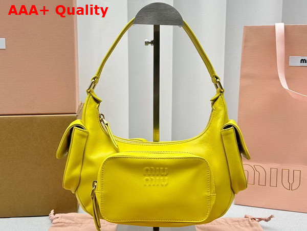 Miu Miu Nappa Leather Pocket Bag in Citron Yellow Replica