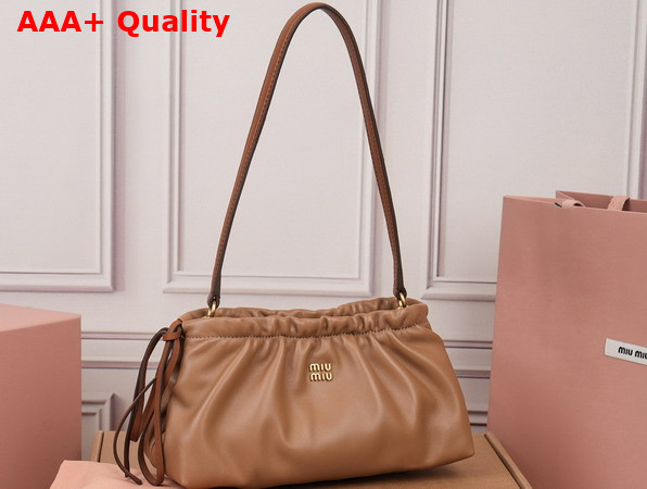 Miu Miu Nappa Leather Pouch Powder Caramel and Oak 5NE030 Replica