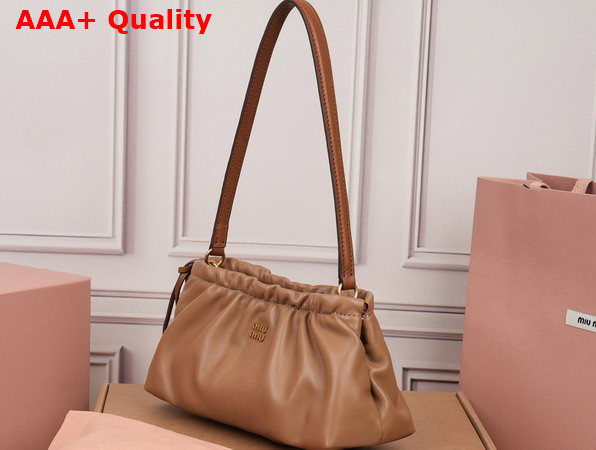 Miu Miu Nappa Leather Pouch Powder Caramel and Oak 5NE030 Replica