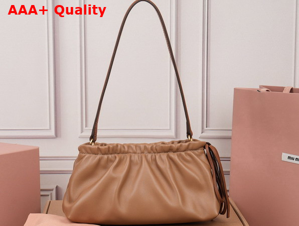 Miu Miu Nappa Leather Pouch Powder Caramel and Oak 5NE030 Replica