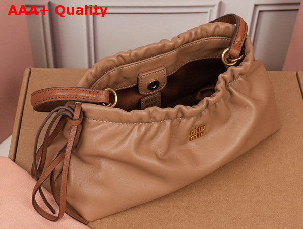 Miu Miu Nappa Leather Pouch Powder Caramel and Oak 5NE030 Replica