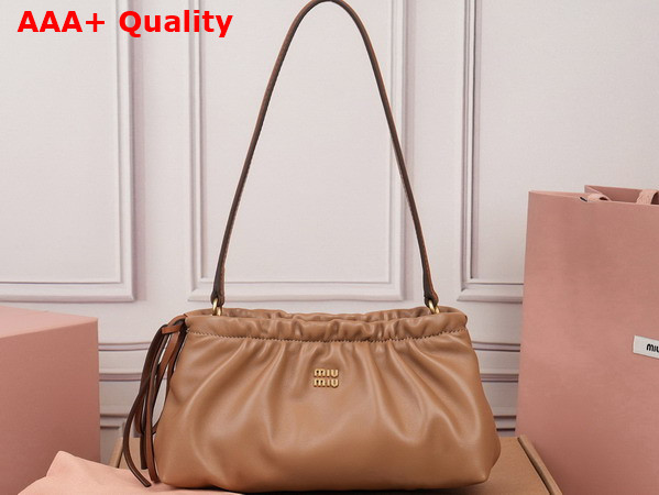 Miu Miu Nappa Leather Pouch Powder Caramel and Oak 5NE030 Replica