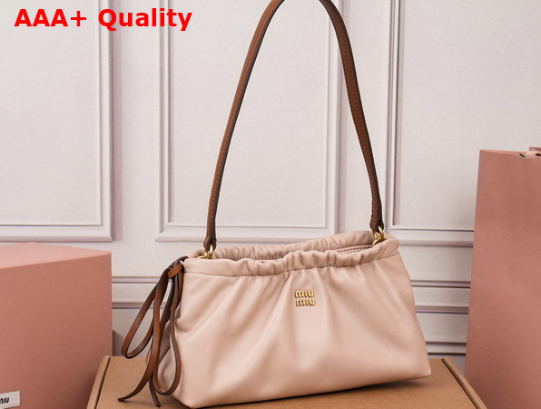 Miu Miu Nappa Leather Pouch Powder Pink and Caramel 5NE030 Replica