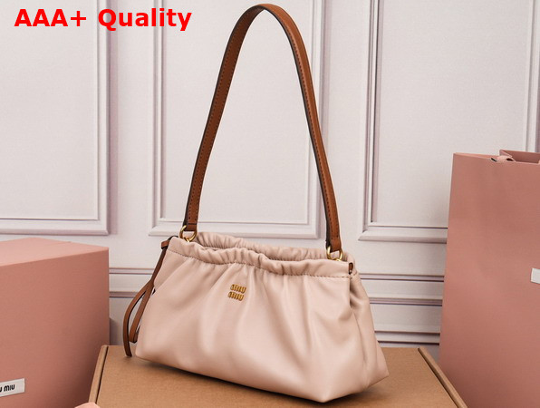 Miu Miu Nappa Leather Pouch Powder Pink and Caramel 5NE030 Replica