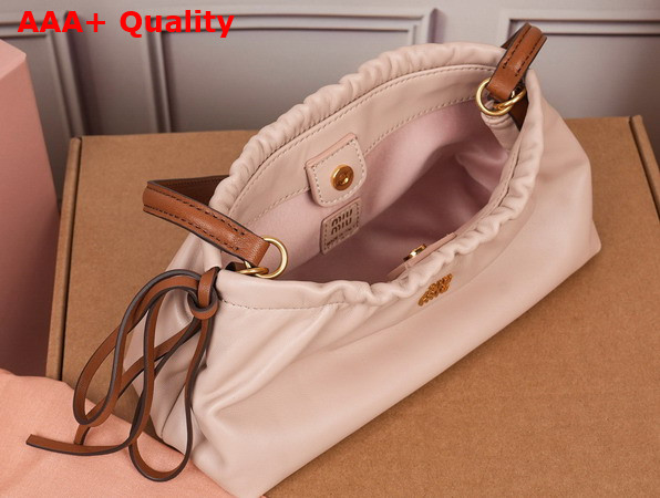 Miu Miu Nappa Leather Pouch Powder Pink and Caramel 5NE030 Replica