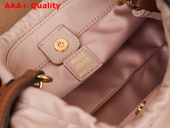 Miu Miu Nappa Leather Pouch Powder Pink and Caramel 5NE030 Replica