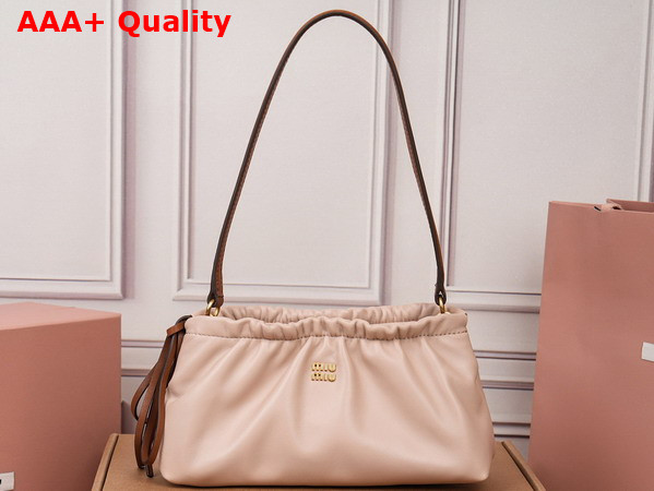 Miu Miu Nappa Leather Pouch Powder Pink and Caramel 5NE030 Replica